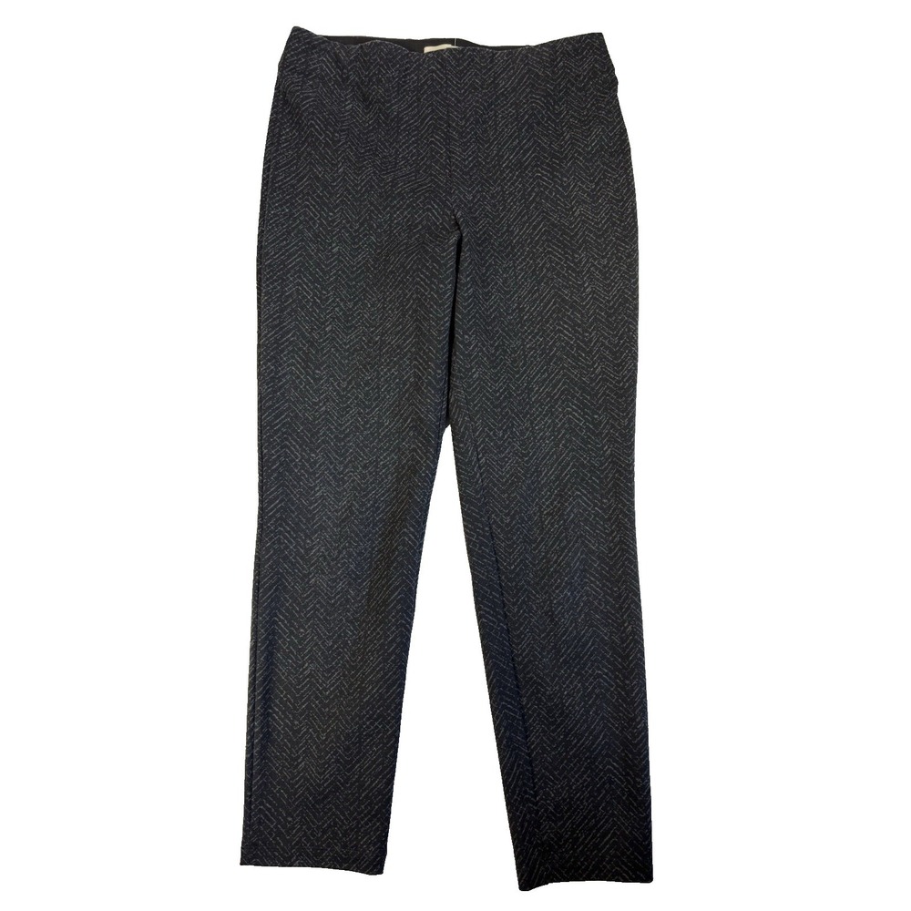 Max‎ Studio Women's L Black Chevron Pull On Ankle Pants Career Capsule Office